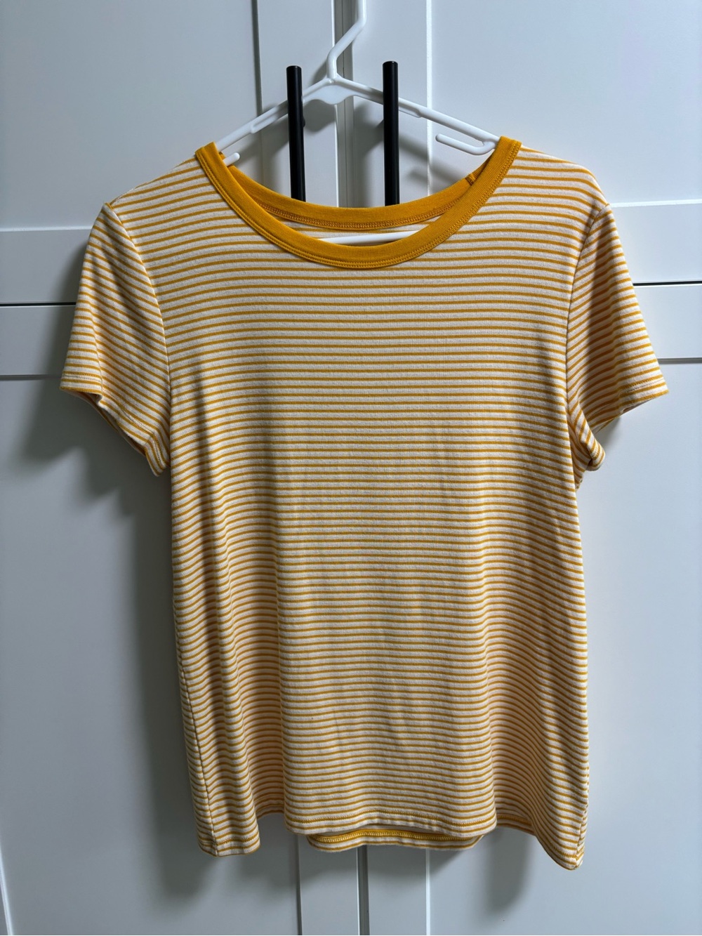 Old Navy Yellow & White Striped Short Sleeve Tee